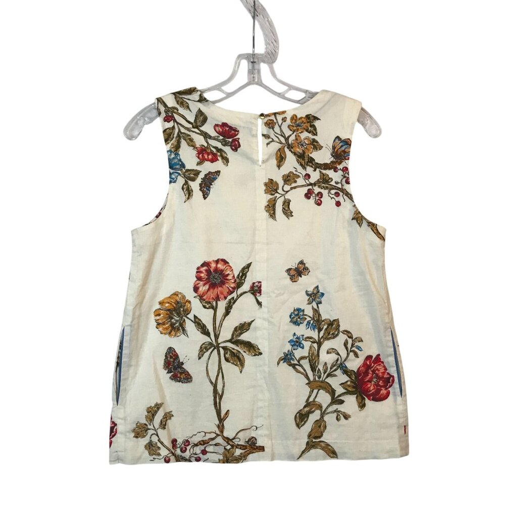 Meadow Rue Womens 2 XS Sleeveless Floral Top Cotton Linen Pockets - Picture 2 of 8